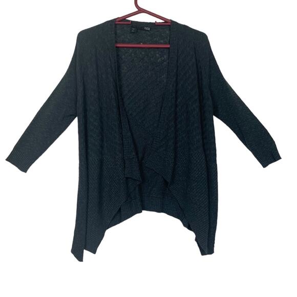 Eileen Fisher womens XS cardigan linen blend gray open front sweater casual mini - Picture 1 of 9